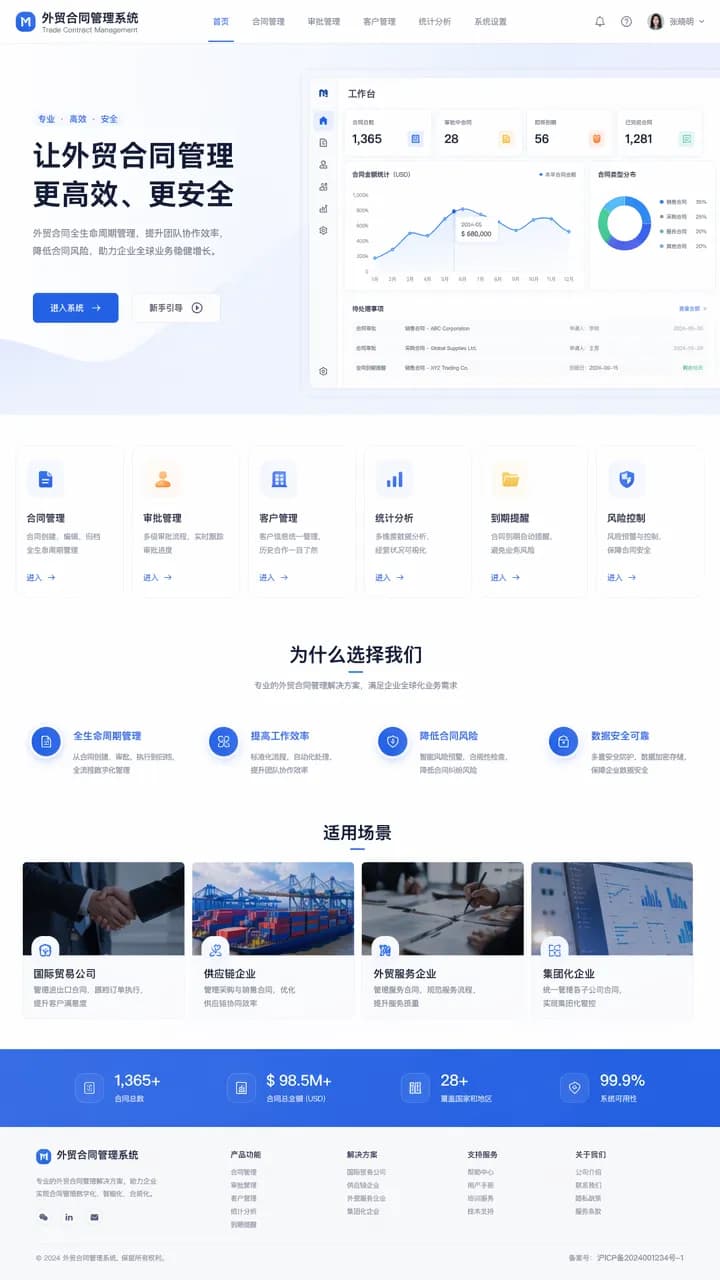 外贸合同管理系统首页展示